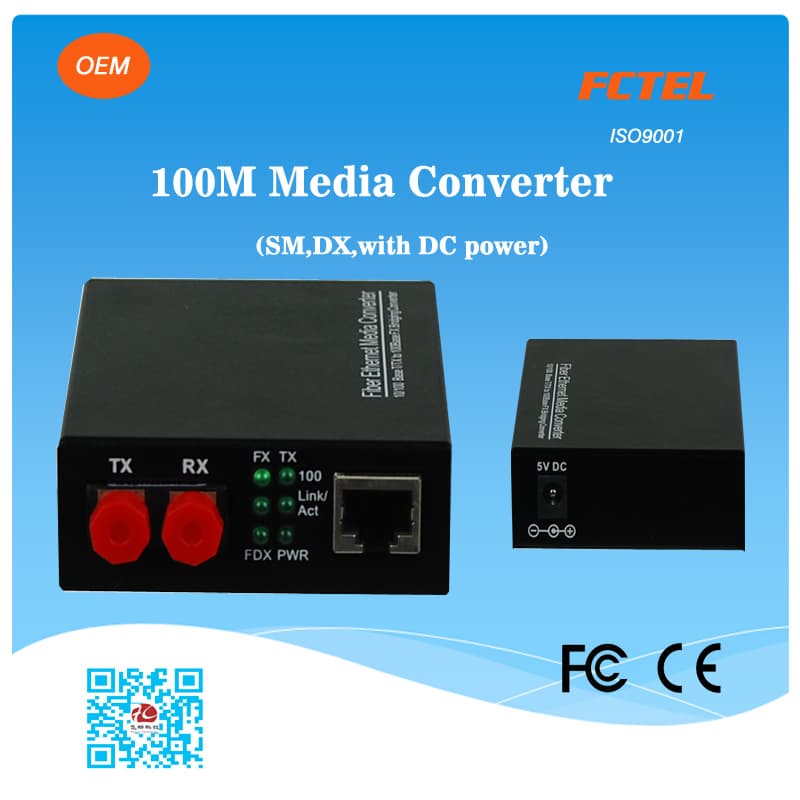 100M SC Media Converter Single Mode Single Fiber 20Km Extern